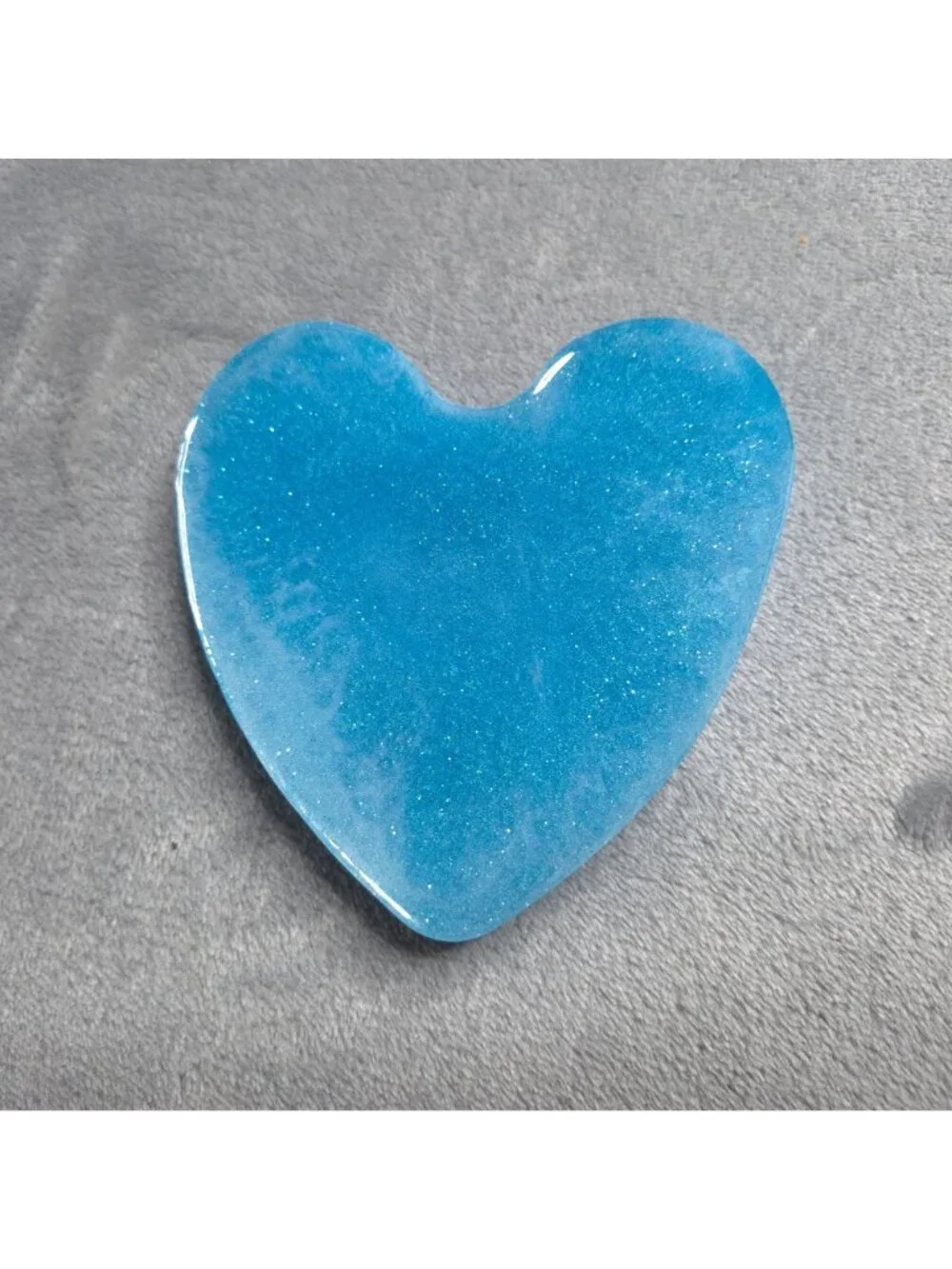 Heart-Shaped Resin Trinket Dish 4.5 in Glitter Beach-Inspired Sand Handmade